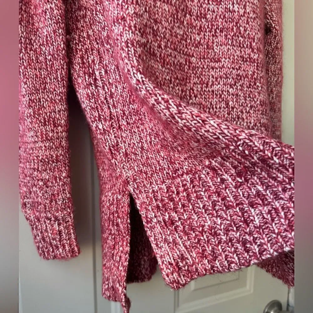 J. Crew Italian Marled Red Wool Blend Turtleneck Oversized Sweater Size S